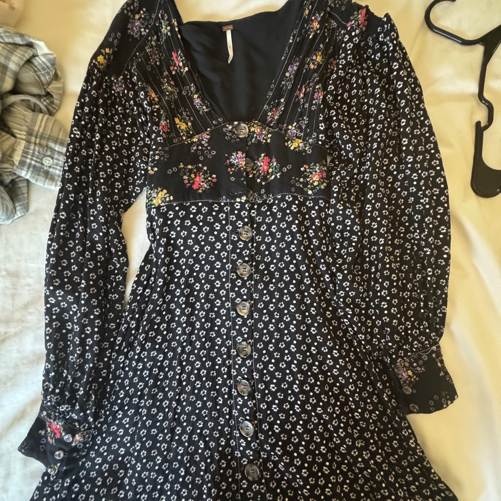 Free People Black Bishop Sleeve Sundress